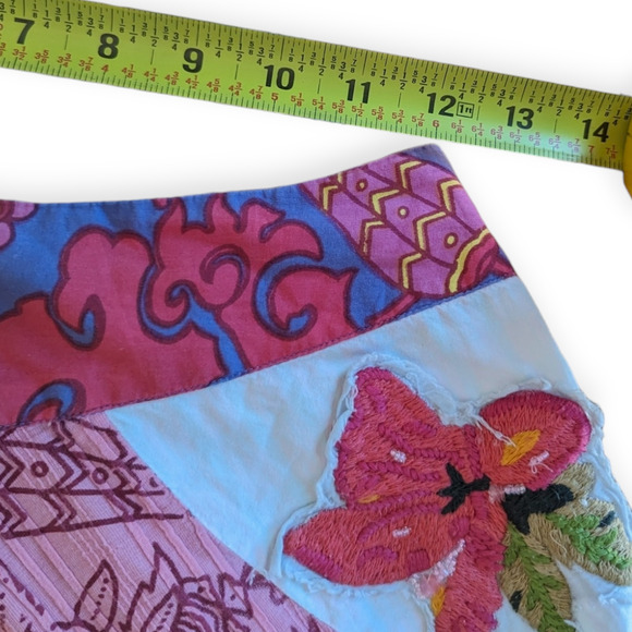 Aquarius Tiered Peasant Skirt ~ Embroidered Patchwork Boho Anthropologie - Picture 5 of 5